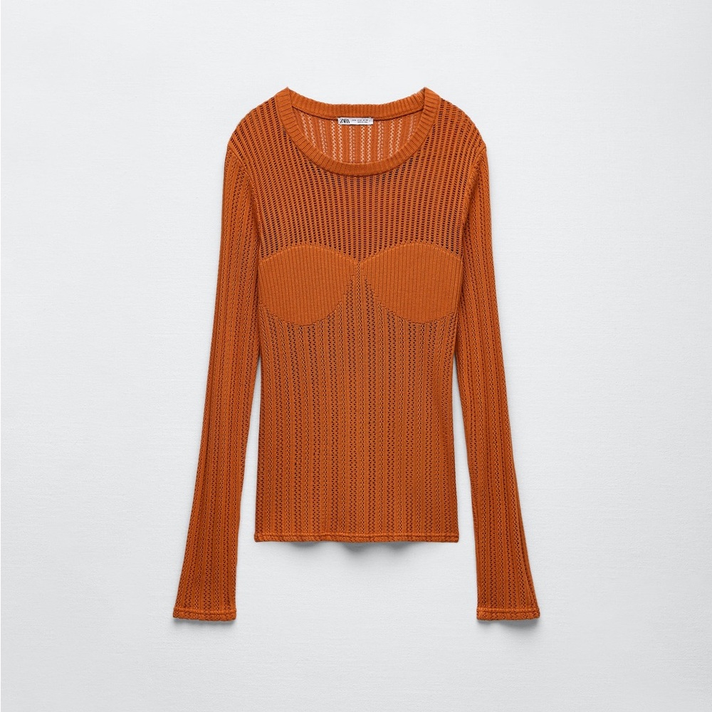 ZARA Orange Knit Top